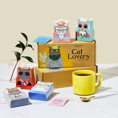 Thoughtfully Gourmet Cat Lover s Tea Set Includes 24 Teas in 6 Flavors with Stylish Cat Art and Fun Quotes for Cat Moms and Cat Dads Set of 24