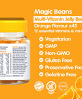 Actikid Magic Beans Multivitamin 45X Orange Flavour, Gelatine Free, Vitamins For Children, Immune System Booster, Halal