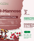 Purely Holistic D Mannose 1300Mg, 3-In-1 Formula D-Mannose Capsules With Cranberry & Hibiscus, 240 Fast Acting Vegan Capsules, Natural Urinary Tract & Bladder Health Support, High Strength, For Men & Women