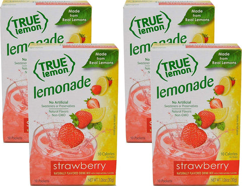 True Citrus TRUE LEMON Original Lemonade Drink Mix No Artificial Sweeteners Low Calorie Water Flavor Packets & Water Enhancer with Stevia 30 Count (Pack of 1)