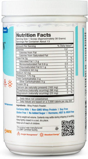 Maxi Health Naturemax Energize Whey Protein Powder and Meal Replacement Kosher Plain 1.03 Pound