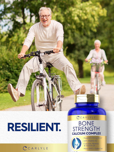 Carlyle Bone Strength Calcium Complex Supplement With Vitamin D3, Magnesium, K2, Zinc & Boron 120 Capsules Non-Gmo, Gluten Free