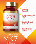Carlyle Vitamin K2 Supplement 100Mcg | K2 Mk7 | 150 Softgels | Non-Gmo, Gluten Free
