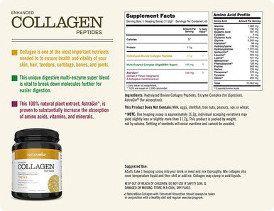 NatureWise Enhanced Collagen Peptides Magnesium Powder Bundle for Healthy Hair Skin Nails Joints Muscle Function Bone Density Sleep Support