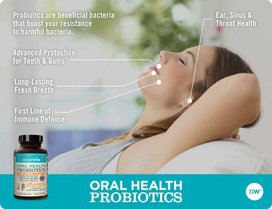 NatureWise Oral Health Chewable Probiotics Supports Healthy Teeth Gums Better Breath Ear Nose Throat Immunity for Kids Adults SugarFree Natural Mint Flavor 2 Month Supply 50 Tablets