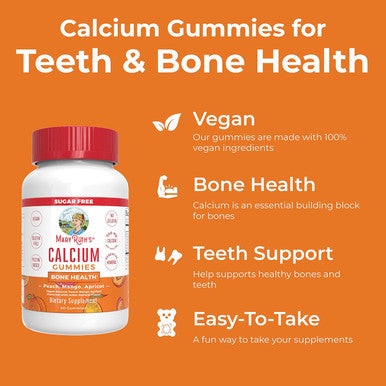 Maryruth Organics Calcium Supplement | Sugar | Calcium Gummies for Women and Men Ages 14+ | Strong Bones and Teeth | Essential Mineral | Vegan | Gluten | 60 Count
