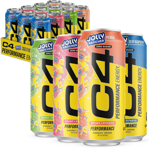 C4 Performance Energy Drink Cosmic Rainbow, Zero Sugar Carbonated Preworkout Energy, 200mg Caffeine with Beta Alanine, 16 Fl Oz (12 Pack), Packaging May Vary