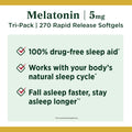 Nature'S Bounty Melatonin 100 Drug Free Sleep Aid Dietary Supplement Promotes Relaxation And Sleep Health 5 Mg 90 Count Pack Of 3