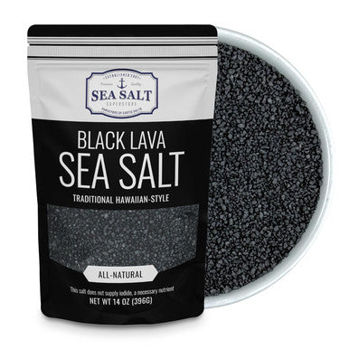 Sea Salt Superstore Black Salt Hawaiian-Style Black Lava Sea Salt Black Sea Salt with Activated Charcoal Black Hawaiian Sea Salt for Cooking & Finishing 14 oz Bag