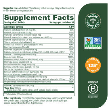 MegaFood Women'S 40+ Advanced Multivitamin For Women - Dr Formulated - Vitamin B Vitamin D3 Vitamin K2 & Choline - Energy Metabolism; Brain Health & Bone Health - Vegetarian - 60 Tabs (30 Servings)