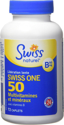 Swiss Natural Timed Release Swiss One 50 | All in One Multi Vitamin & Mineral with B Vitamins | Daily Maintenance for Overall Health | No Additives | 72 Caplets