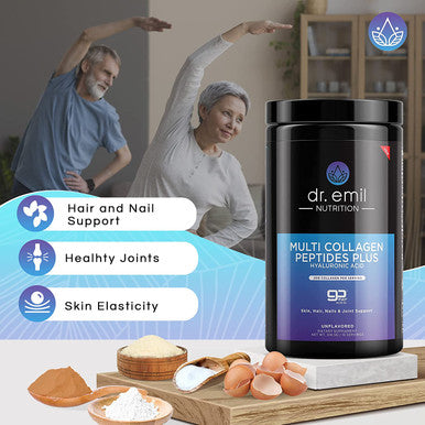 Dr Emil Nutrition Multi Collagen Peptides Powder 20g of Unflavored Hydrolyzed Collagen Protein Powder with Hyaluronic Acid for Hair Skin Nails and Joints 30 Servings