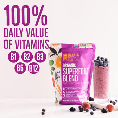 Betterbody Foods Organic Superfood Powder with Protein Vitamins C E and B12 (12.7 oz.)