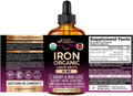 Nutraharmony Liquid Iron Supplement For Women 18 Mg - Usda Organic Drops Usa-Made - With Folate Vitamin B12 & B6 - Iron Level & Energy - Gentle & High Absorption Glycinate Form - Cherry Flavor Sugar-Free 4 Oz