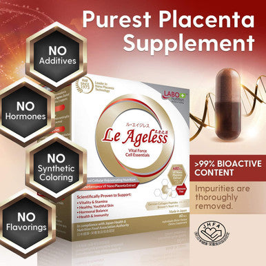 LABO Nutrition Le Ageless Super OPCS Placenta Cell Rejuvenating Therapy to Supports Immune Skin Health AntiAging Premium French Maritime Pine Bark Extract for Heart Antioxidant Protection