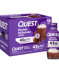 Quest Nutrition Chocolate Protein Shake, 45g Protein, 2g Sugar, 4g Net Carbs, Ready to Drink, Gluten Free, 12 Count | 45g Complete Protein, Ready to Drink, 4g Net Carbs, Gluten Free, Ultrafiltered Nonfat Milk, High Protein, 14 Fl Oz Bottles