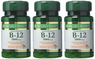 Nature's Bounty Vitamin B-12 5000 Mcg 40 Quick Dissolve Tablets (Pack Of 3)