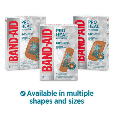 Band-Aid Brand Pro Heal Adhesive Bandages With Hydrocolloid Gel Pads, Extra Large Clinically Tested Waterproof Bandages For Better Healing Of Minor Wounds, Sterile First Aid Bandages, 5 Ct