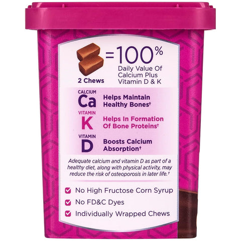 Viactiv Calcium +Vitamin D3 Supplement Soft Chews Milk Chocolate 60 Chews - Calcium Dietary Supplement For Bone Health