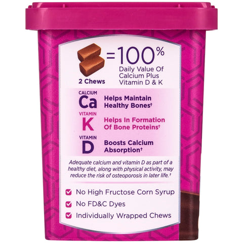 Viactiv Calcium +Vitamin D3 Supplement Soft Chews Milk Chocolate 60 Chews Calcium Dietary Supplement for Bone Health