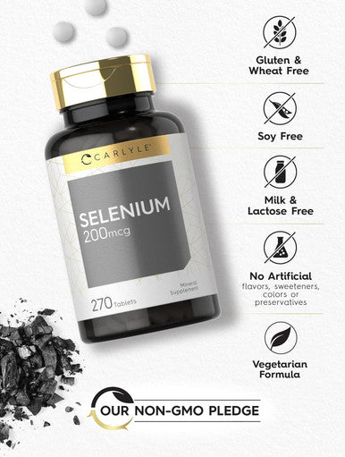 Carlyle Selenium Supplement | 200mcg Tablets | Vegetarian Non-GMO Gluten