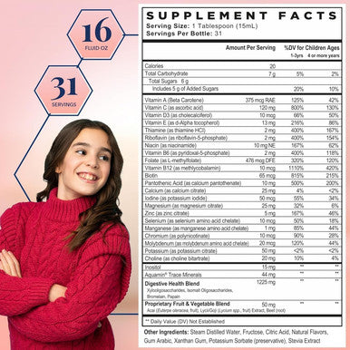 Best Nest Wellness Kids Multi Plus - Brain Health Support Supplement For Kids - Liquid Multivitamin With Methylated Vitamins - Nutritional Supplement Aids Immune Health - Tropical Flavor, 16 Fl Oz