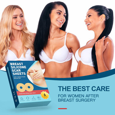 Breast Silicone Scar Sheets Tape, Silicone Scar Removal Sheets For Breast 6 Pack, Breast Reduction After Surgery For Scars, Breast Augmentation Post Surgery Supplies For Scar Treatment