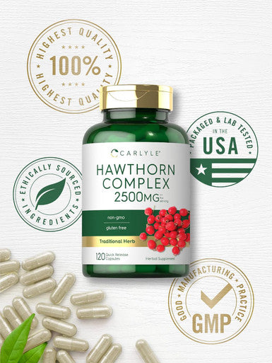 Carlyle Hawthorn Berry Complex | 2500mg | 120 Capsules | Extract Powder Pills | Non-GMO & Gluten Supplement