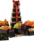 NUT CRAVINGS - Purim Mishloach Manot Dried Fruit & Mixed Nuts Gift Basket, Green Tower + Ribbon (12 Assortments) Ramadan Gifts Food Arrangement, Healthy Snack Care Package, Kosher