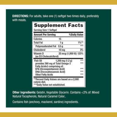 Nature's Bounty Fish Oil 1200 Mg + D3 1000 I.U