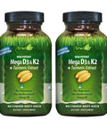 Irwin Naturals High Potency D3 & K2 Complex Support for Healthy Bones, Immune Function & Positive Mood - Advanced Absorption with Magnesium, Turmeric, Bamboo & Omega Oil - 60 Liquid Softgels (2 Pack)