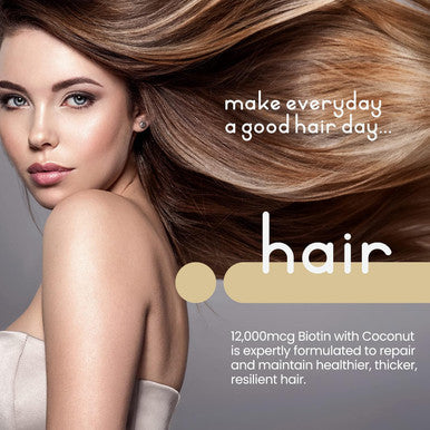 Biotin Hair Growth Vitamins 12000Mcg, 400 D-Biotin Tablets With Coconut, Vegan Hair Skin & Nails Vitamins For Women And Men High Strength Fast Hair Vitamins, Vitabright Vitamin B7 Biotin For Hair