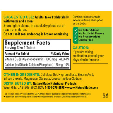 Nature Made Vitamin B12 1000 Mcg Dietary Supplement For Energy Metabolism Support 160 Time Release Tablets 160 Day Supply