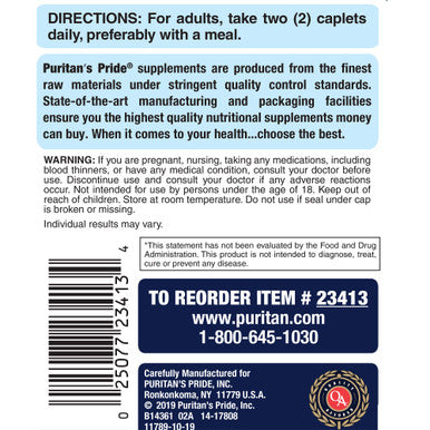 Puritan's Pride Glucosamine Chondroitin & MSM Joint Soother-2 Per Day Formula Tablet