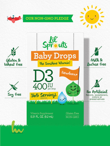 Carlyle Baby Vitamin D3 400 Iu | Liquid Drops | .31Oz (9.2 Ml) | 1 Year Supply (365 Servings) | Vegetarian, Non-Gmo, And Gluten