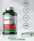 Beet Root Powder Capsules 1500mg | 250 Pills | Herbal Extract | Non-GMO, Gluten Free, and DNA Tested Supplement | by Horbaach