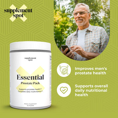 Essential Prostate Health Pack - Prostate Supplements For Men W/Saw Palmetto, Vitamins, Minerals - Daily Multivitamin For Men To Support Prostate, Overall Health - Dietary Supplement, 30 Packets