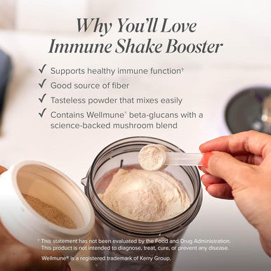 Isagenix Immune Shake Booster - Supports Healthy Immune Function w/Wellmune Beta-Glucans & Mushroom Blend - Unflavored Powder for Easy Mixing - Good Source of Fiber - No Artificial Ingredients 28 Servings