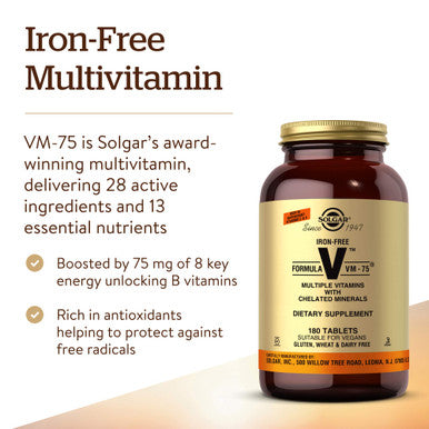 Solgar Iron-Free Formula Vm-75 180 Tablets