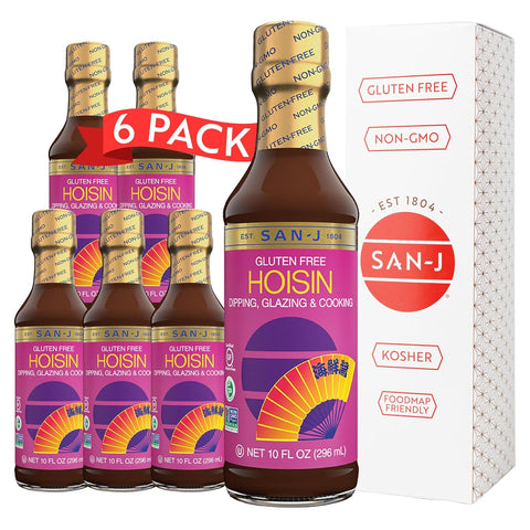 San-J - Spice of Life Variety Pack- Teriyaki, Orange Sauce, Szechuan, Thai Peanut - All Gluten Free Cooking Sauces - Non-GMO - 10 oz. Bottles - 4 Pack