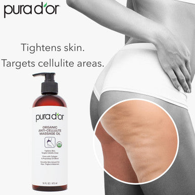 Pura D'or Organic Anti Cellulite Massage Oil For Toned Legs And Butt 16 Oz