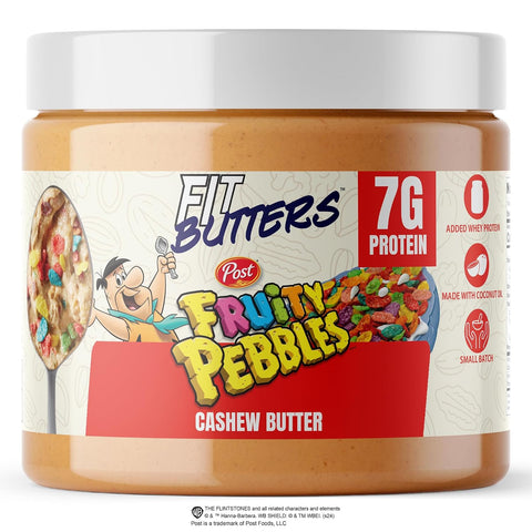 Fit Butters Birthday Cake Cashew Almond Butter Spread - Added Protein and Coconut Oil, Low Carb, Low Sugar, Gluten Free, Complete Protein Dessert Flavored Nut Butter