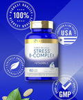 Carlyle Stress B-Complex Vitamin 180 Vegetarian Caplets With Vitamin C Non-Gmo & Gluten Supplement