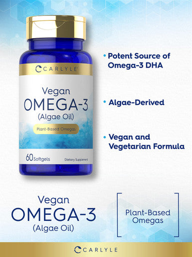 Carlyle Vegan Omega 3 Supplement | 60 Softgels | Plant Based | Non-Gmo & Gluten Free | From Algae Oil