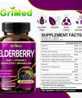 Grimed Elderberry 21,900Mg - X15 Power With Zinc, Vitamin C, Quercetin, Bromelain - Immune Booster, Anti-Aging Properties - Made In Usa (150 Count (Pack Of 1))