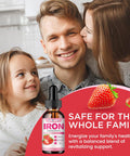 Liquid Iron Supplement For Women Men & Kids Multivitamin Iron Drops With Folate, Vitamin C, B6, B12, Zinc For Anemia, Iron Deficiency, Blood Builder, Energy - Natural Strawberry Flavor, Vegan 4 Fl Oz