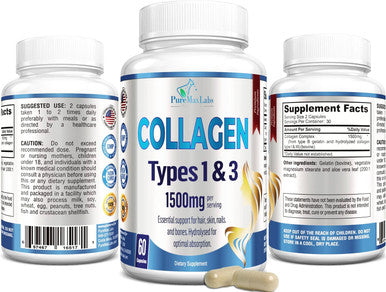 YUMMYVITE Collagen Types I & Iii - Collagen Pills, Supports Healthy Hair, Skin, Nails, Joints - Hydrolyzed Collagen Supplement, 60 Capsules