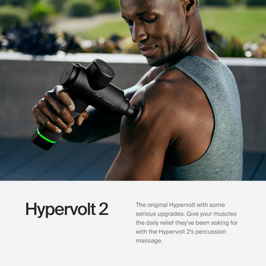 Hyperice Hypervolt 2 Black - Featuring Quiet Glide Technology - Handheld Percussion Massage Gun | 3 Speeds 5 Interchangeable Heads | Helps Relieve Sore Muscles and Stiffness |FSA and HSA Eligible