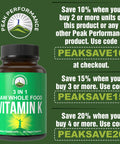 Peak Performance Raw Whole Food Vitamin K Vegan Capsules Supplement Usa Sourced Vitamins K1, K-2 Mk4 + K2 Natto Mk7 And 25 Vegeta