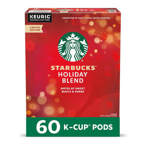 Starbucks K-Cup Coffee Pods, Medium Roast Coffee for Keurig Brewers, Holiday Blend, 100% Arabica, Limited Holiday Edition, 1 Box (32 Pods)